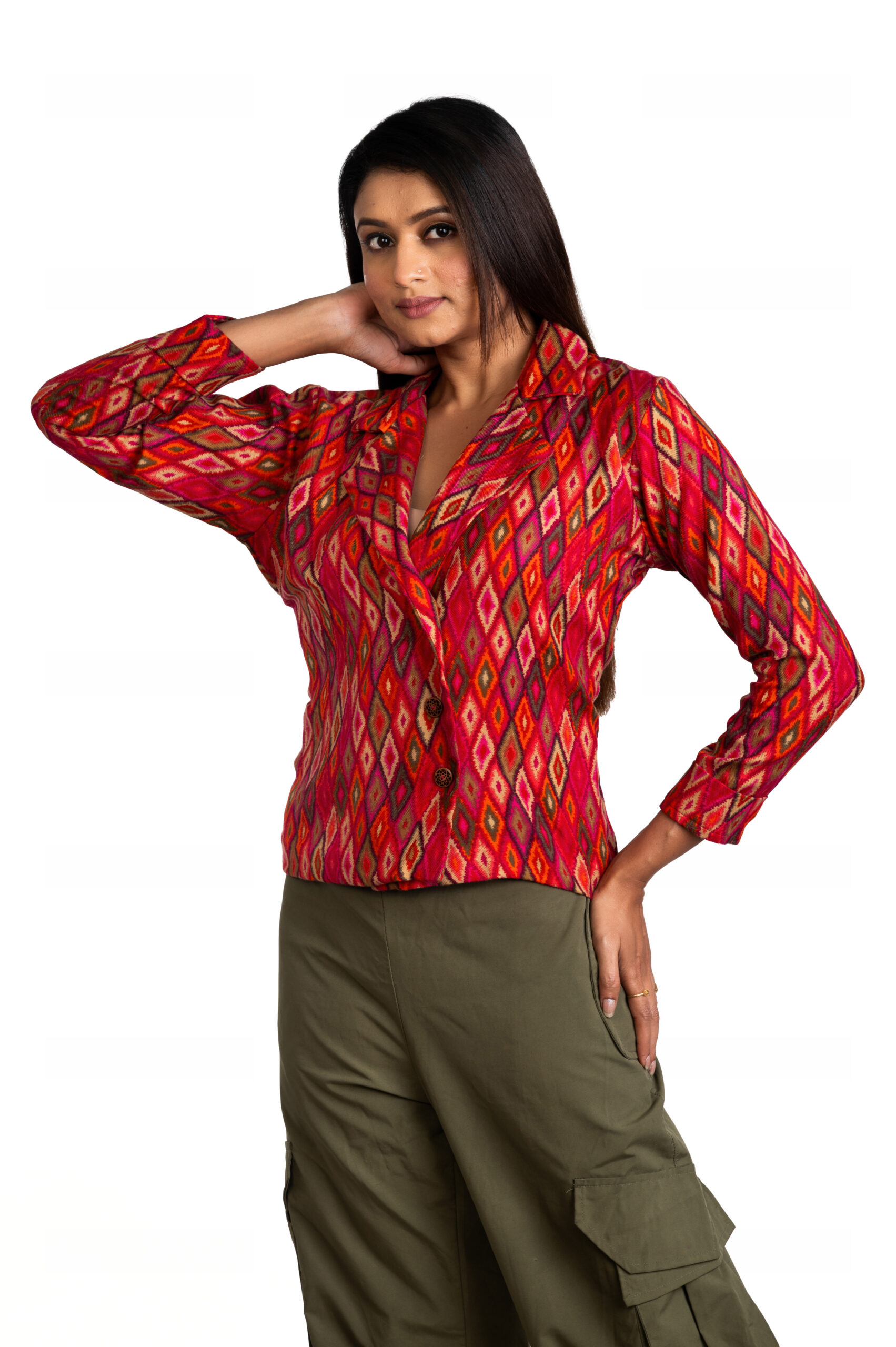 Srijan Ikkat Printed Women’s Winter Wear - Image 2