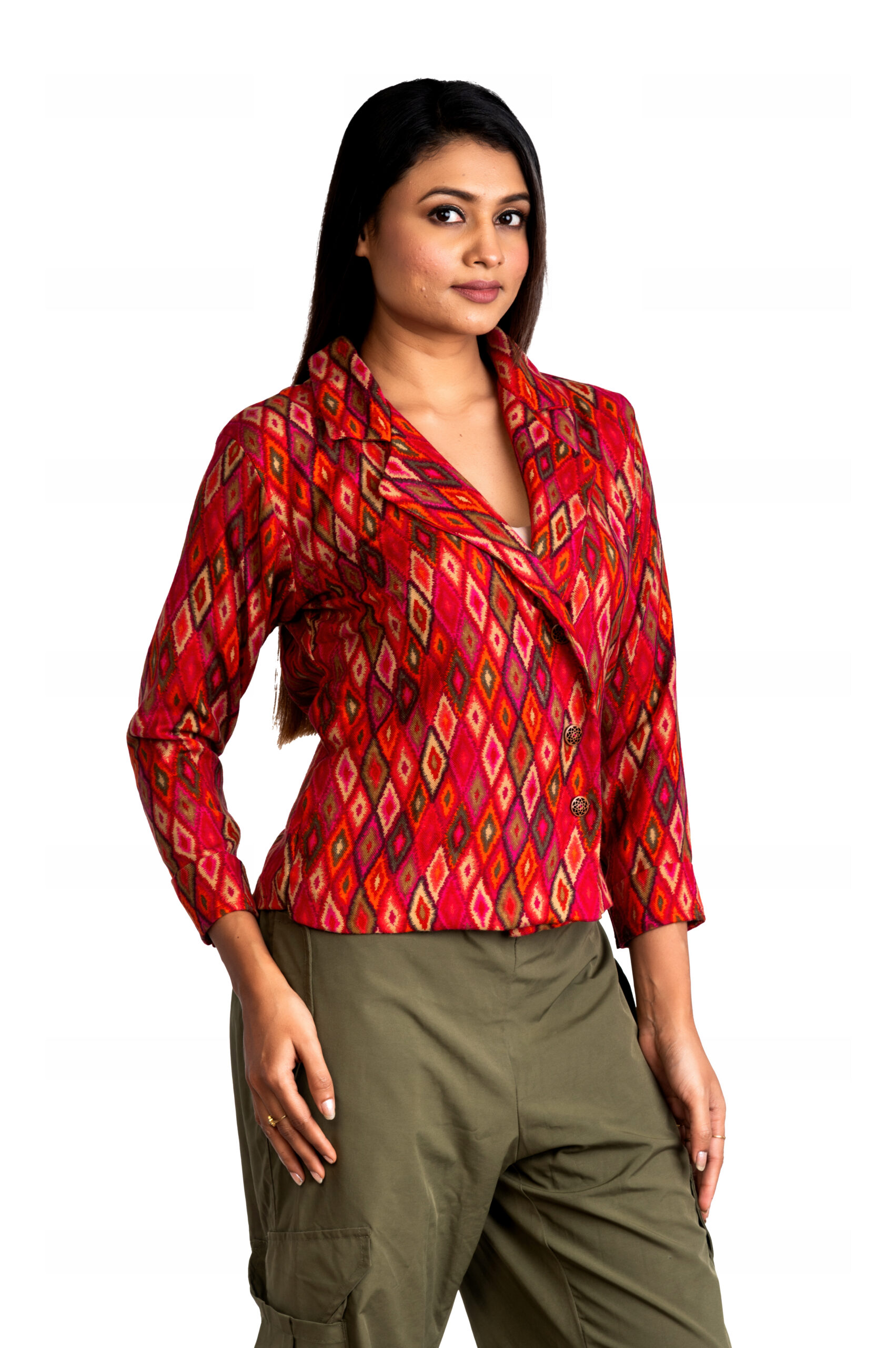 Srijan Ikkat Printed Women’s Winter Wear - Image 3