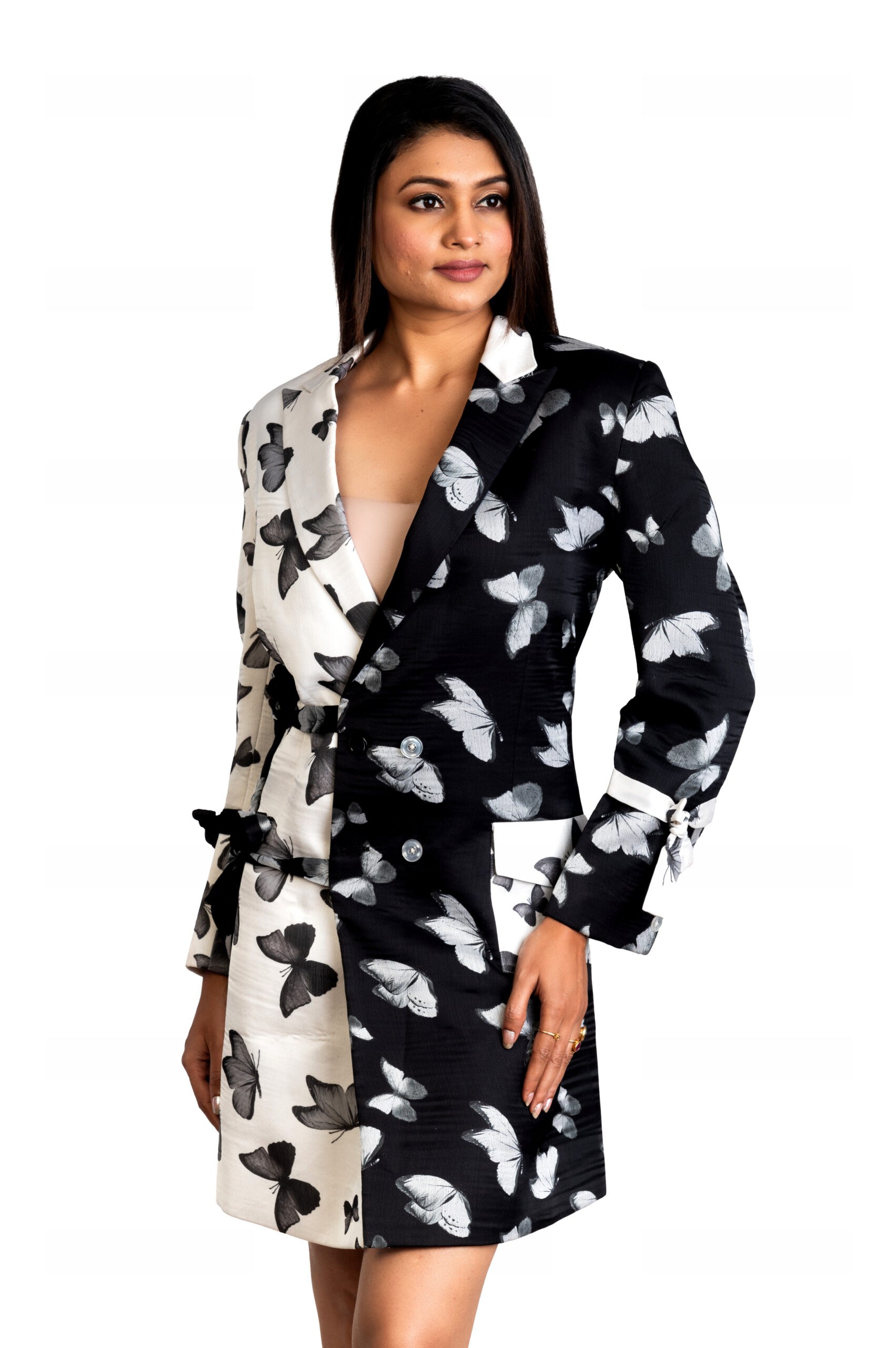 Srijan Butterfly Printed Women’s Long Blazer - Image 2