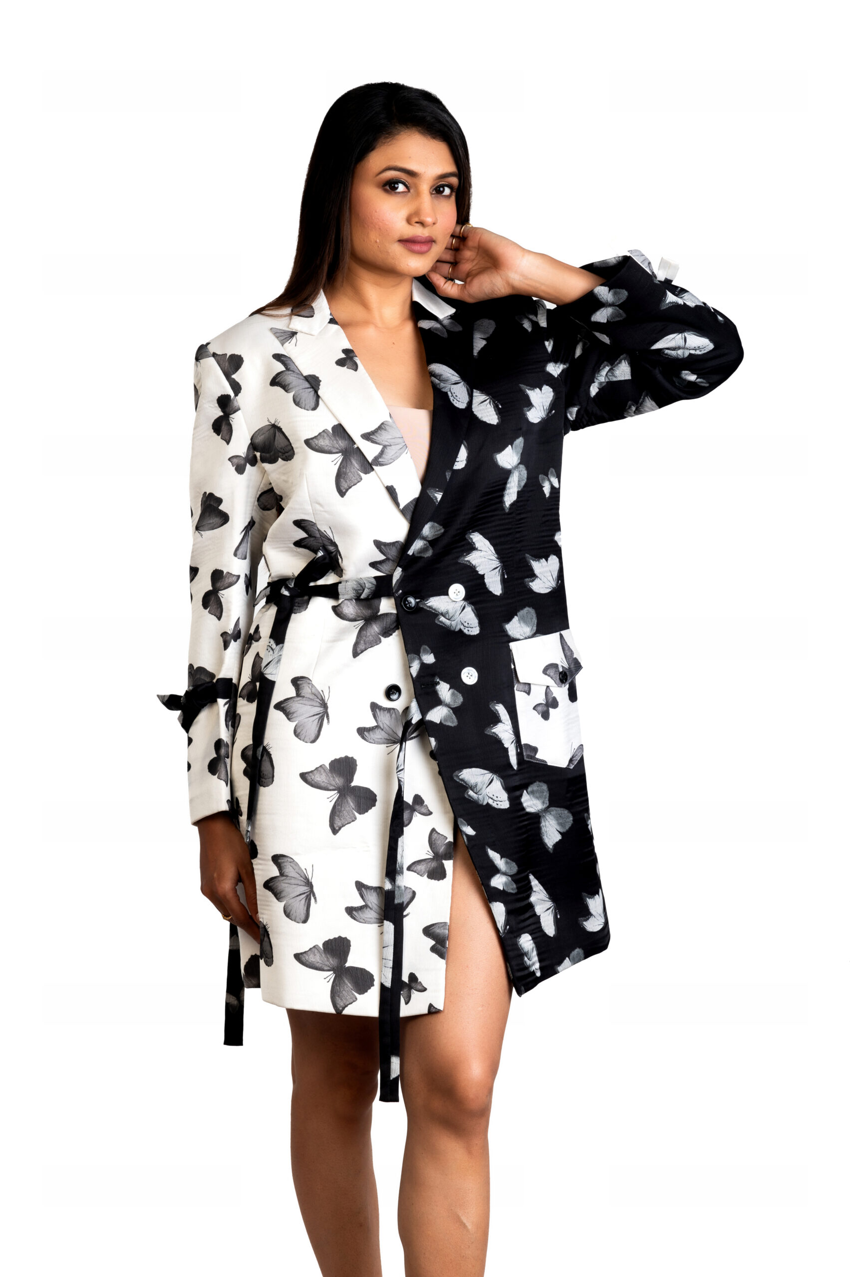 Srijan Butterfly Printed Women’s Long Blazer - Image 3