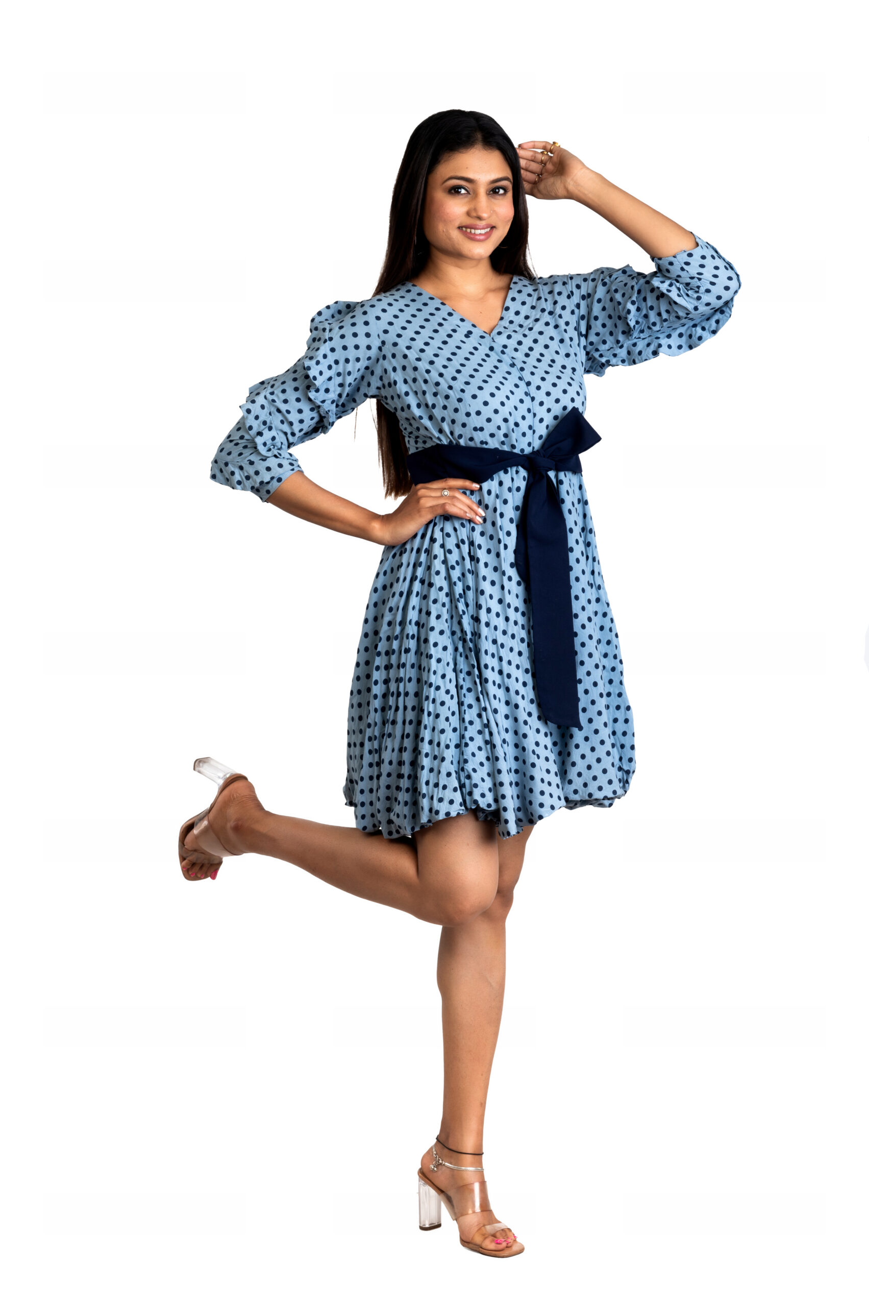 Srijan Bobby Printed Blue One Piece