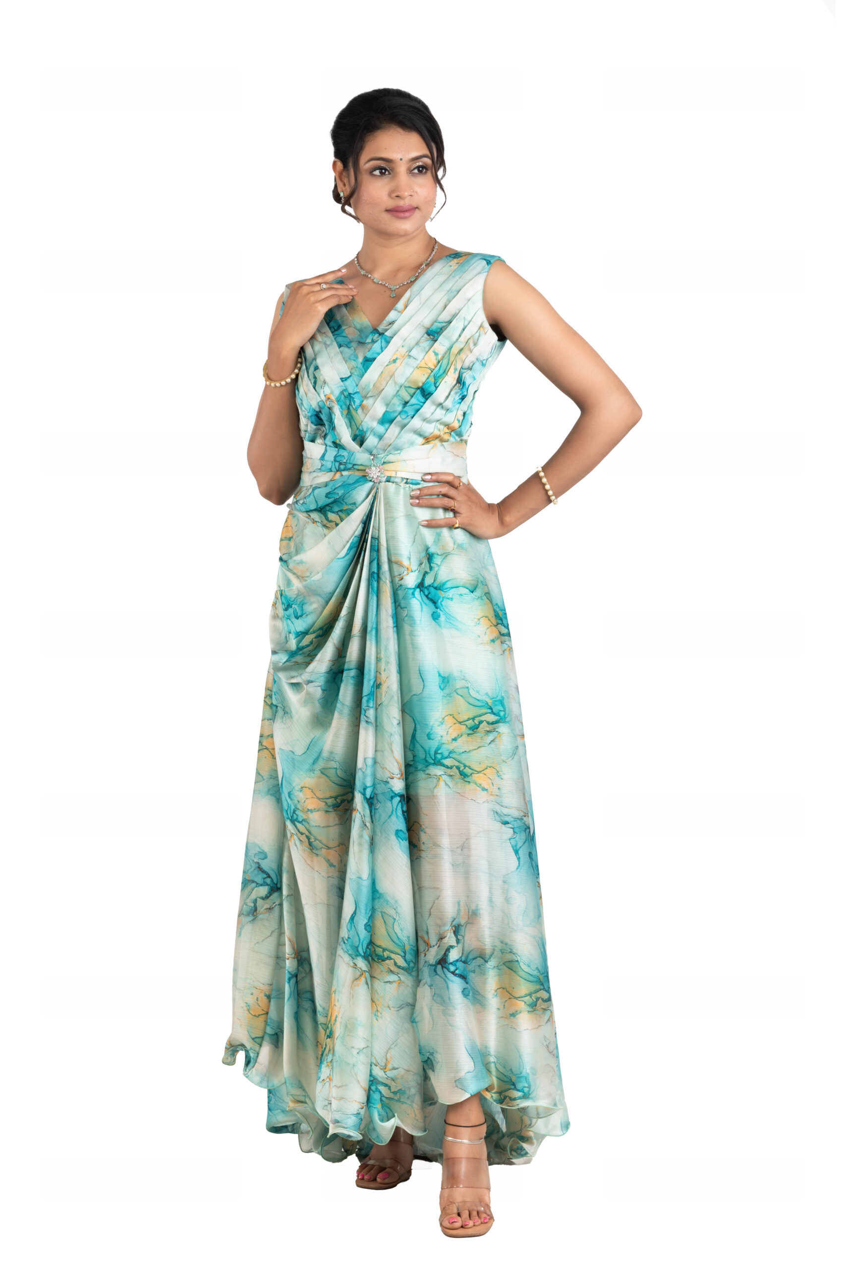 Srijan Printed Chiffon Gown