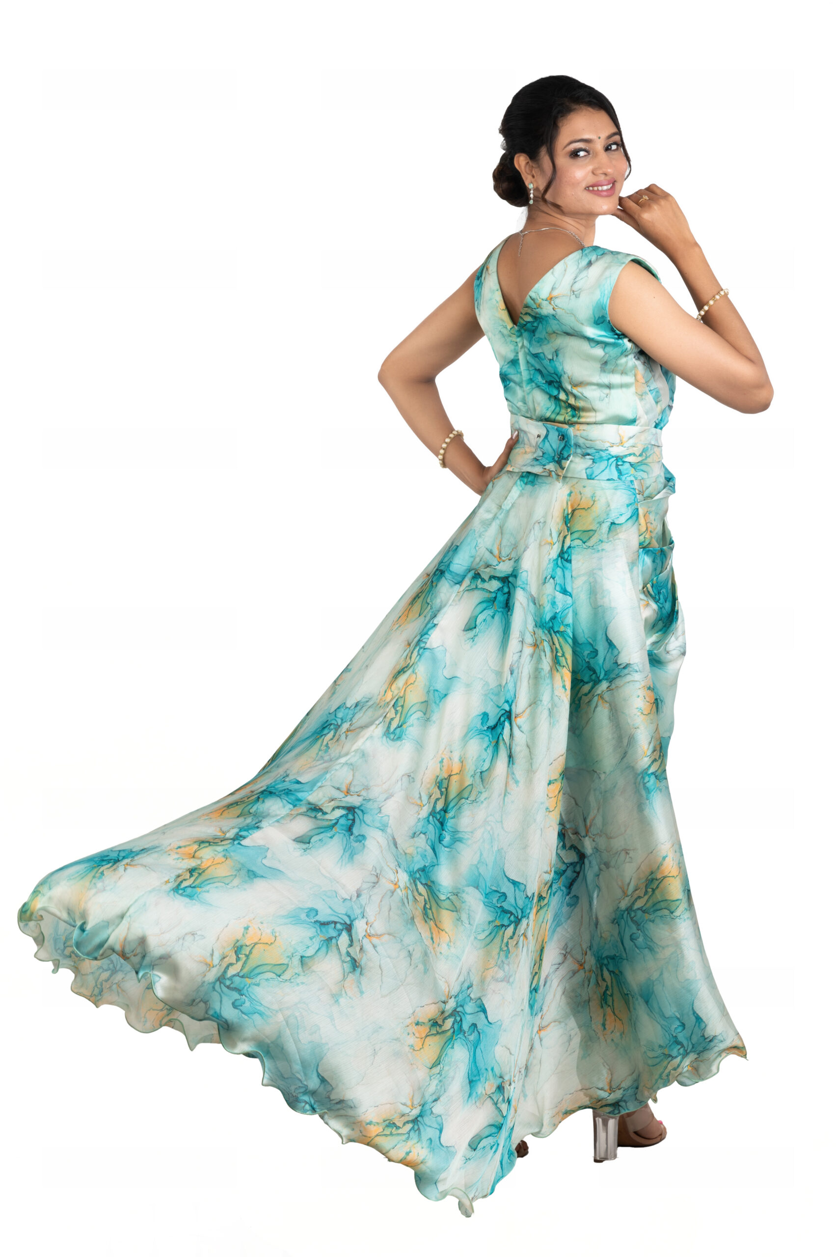 Srijan Printed Chiffon Gown - Image 2