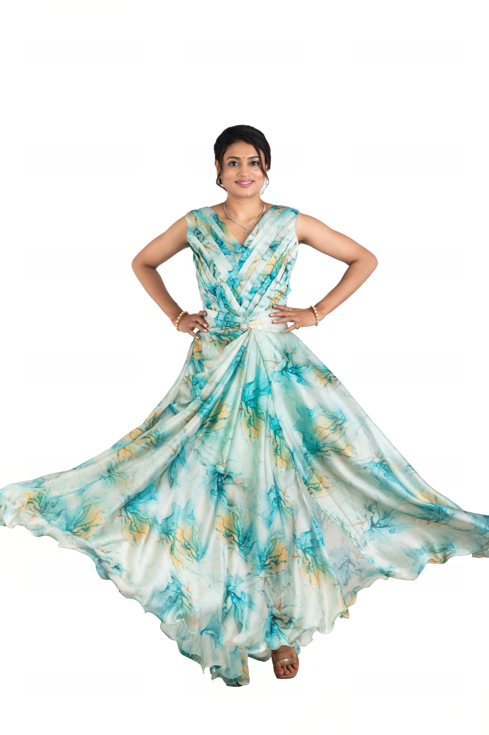 Srijan Printed Chiffon Gown - Image 3